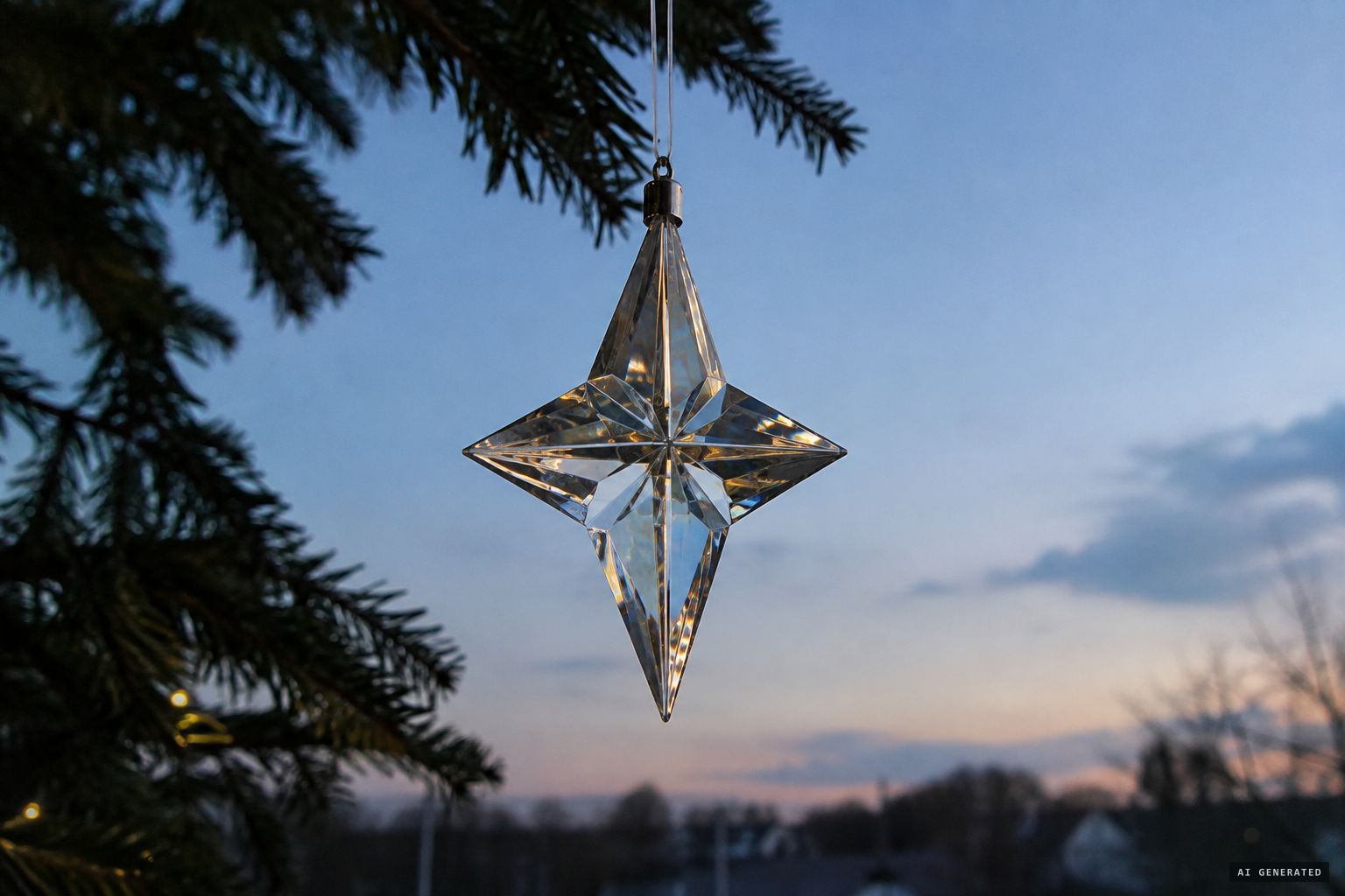 Proposed explanation: a Christmas ornament hung from the trees