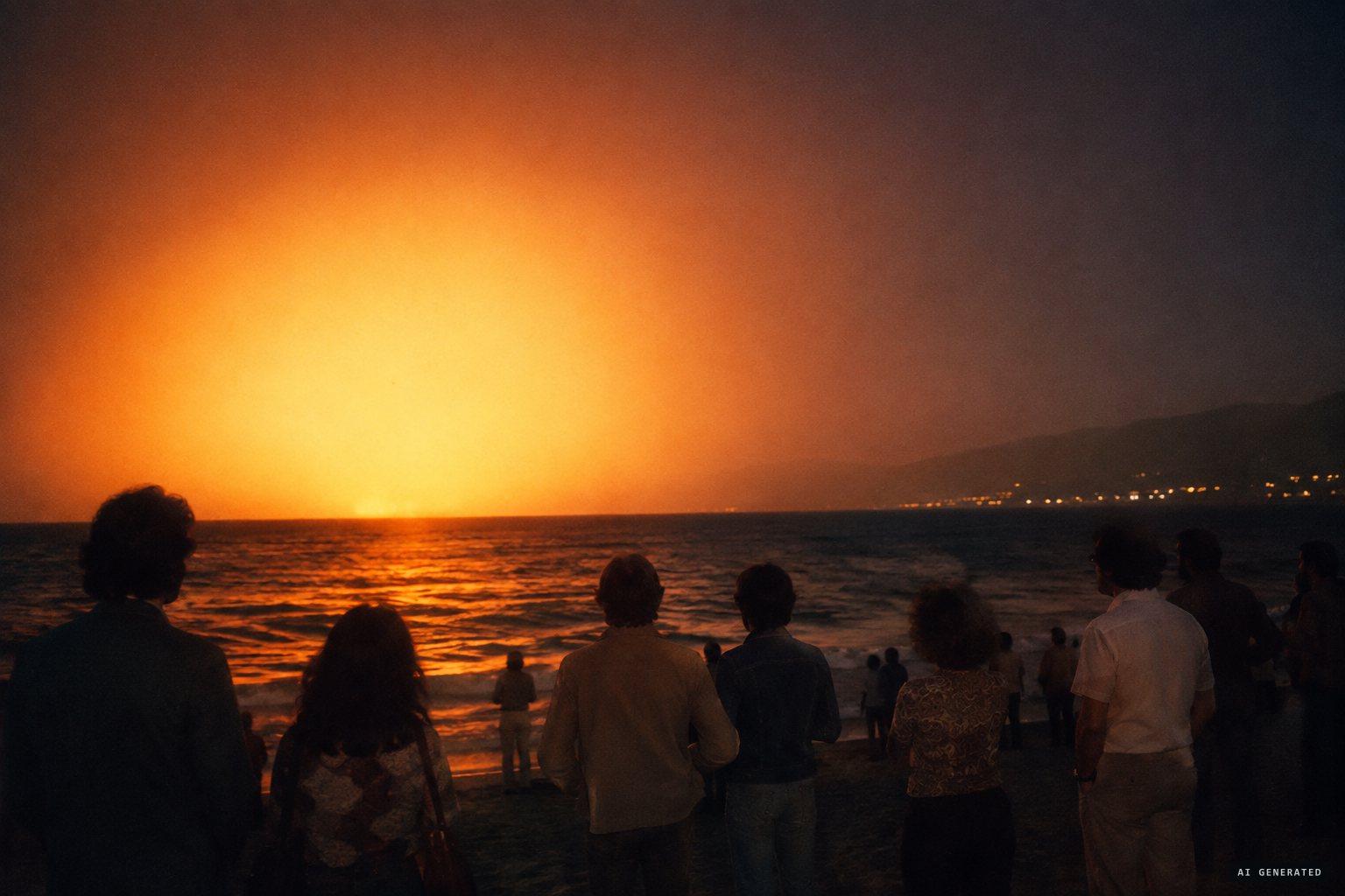 Around 20:08, a huge silent dome of orange-yellow light appears