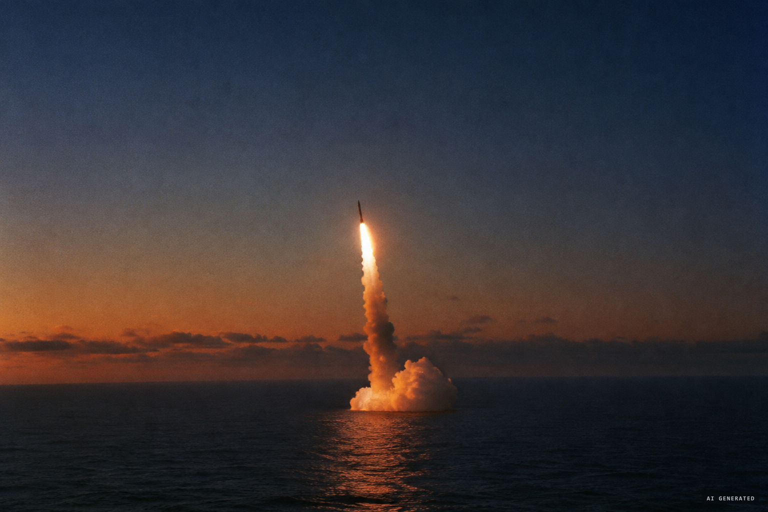 A sunlit Poseidon C-3 exhaust plume grows into a glowing hemisphere
