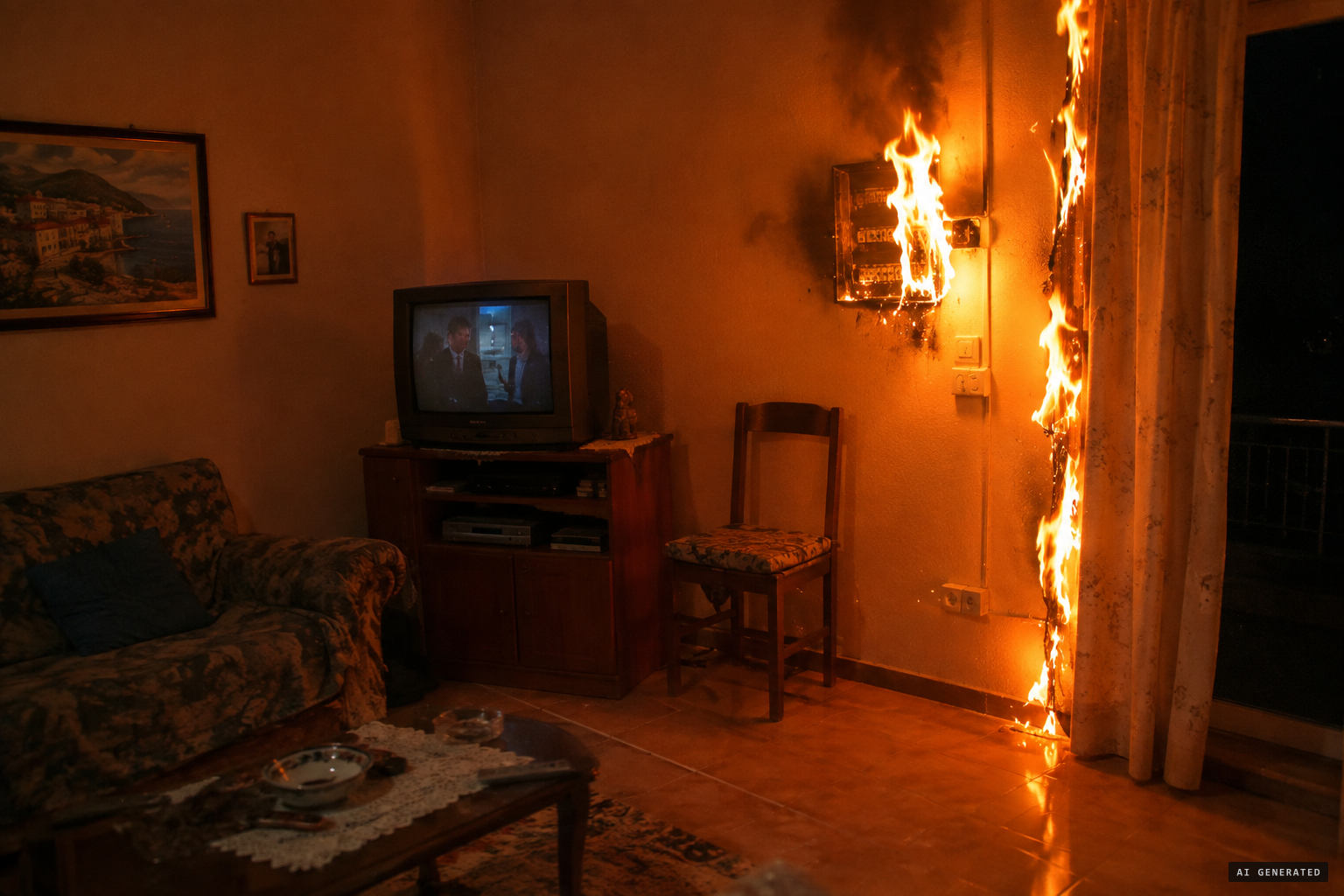 23 December 2003: the fuse box goes up in flames and the curtains burn at the Pezzino home