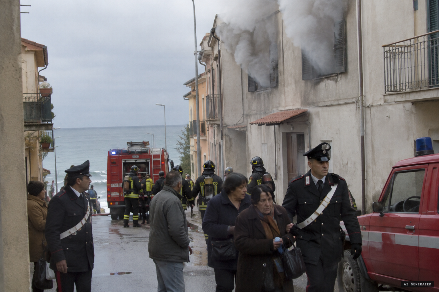 9 February 2004: two houses burn and the mayor evacuates Via Mare