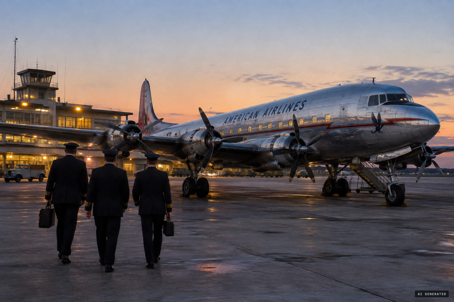 Capt. Willis T. Sperry's crew heads out to DC-6 Flight 49, Washington to Nashville