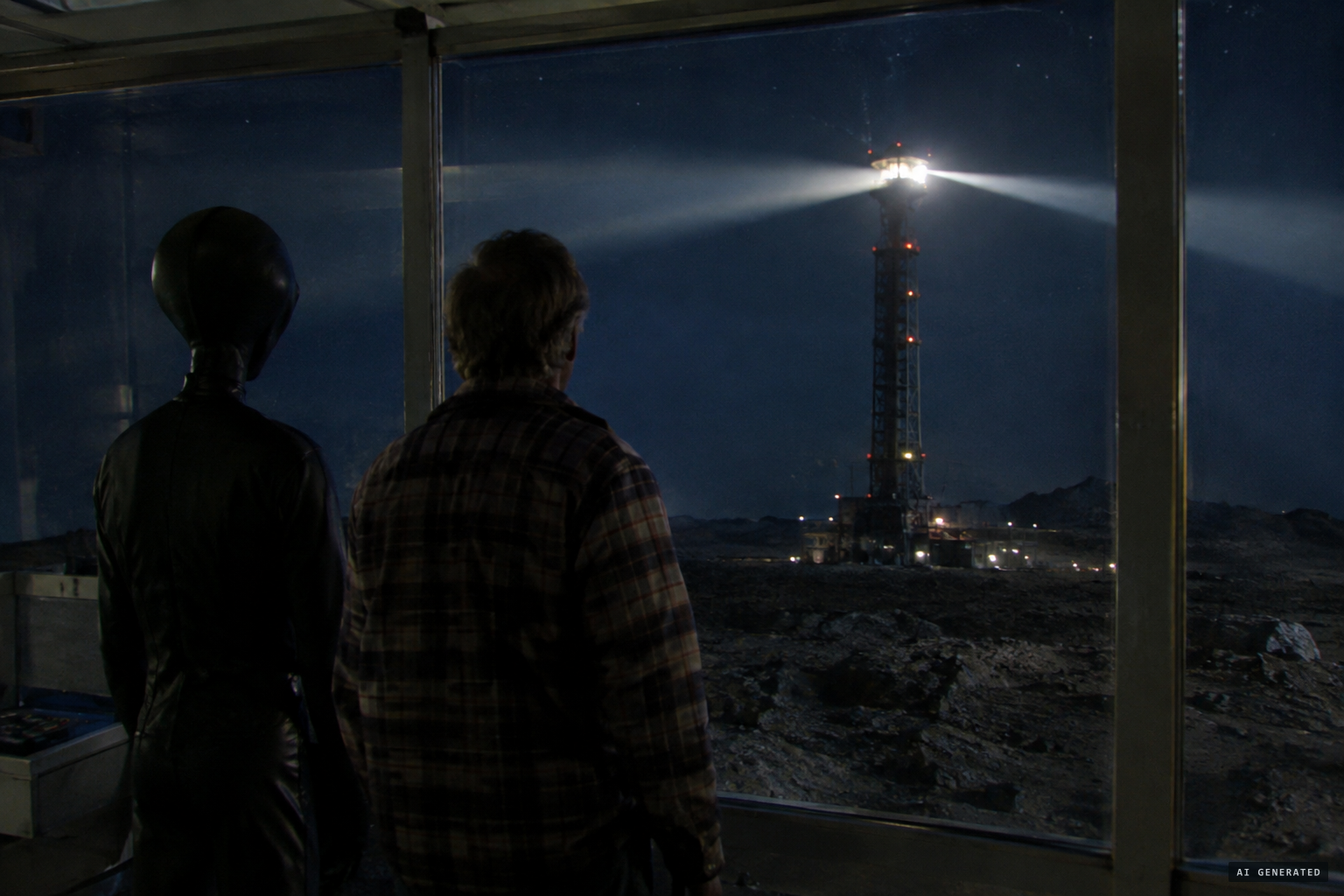 At the destination, a 90-foot tower with a rotating brilliant light.