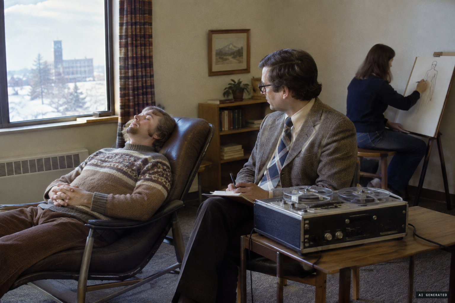 R. Leo Sprinkle's hypnosis session as Rick Kenyon draws the being.