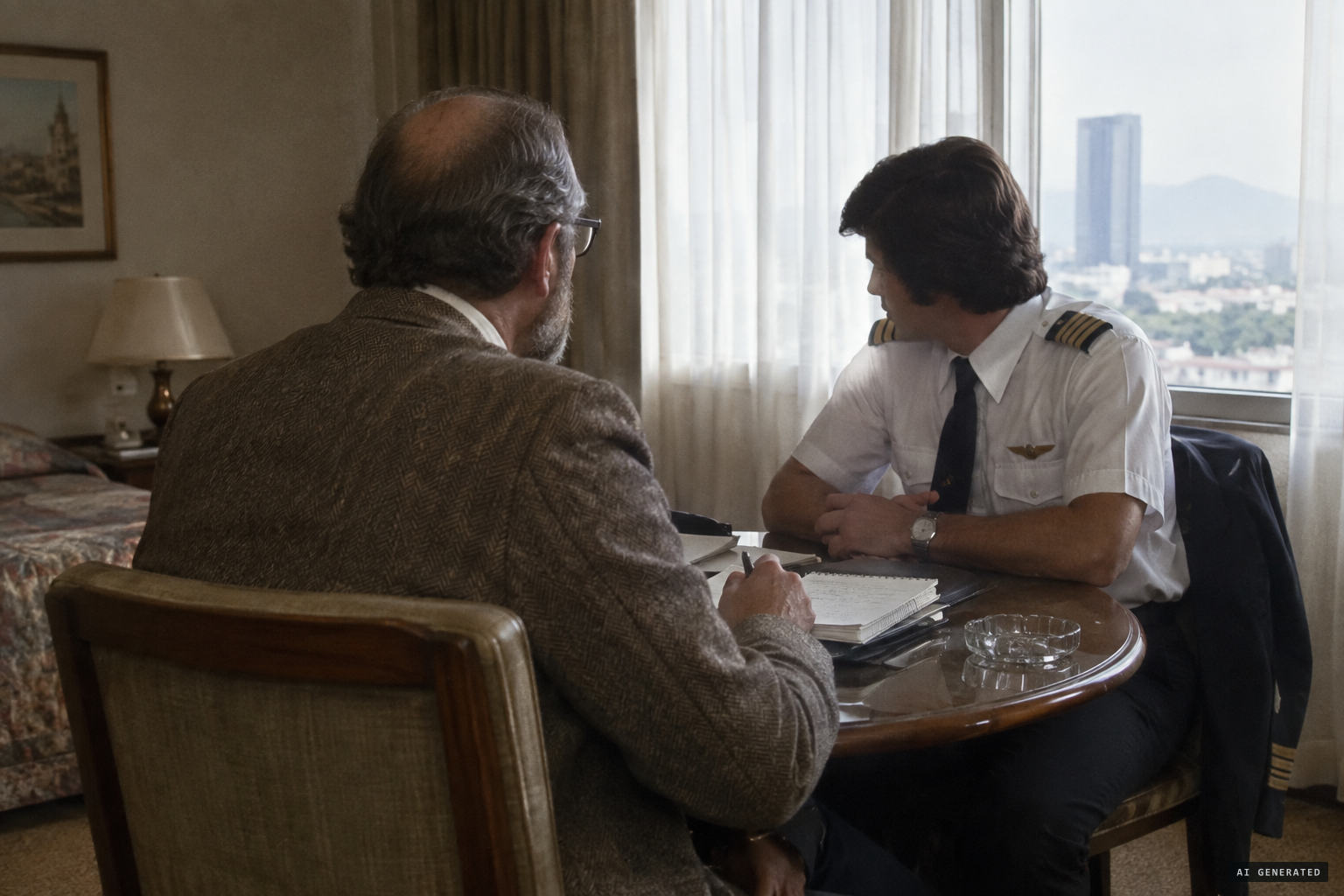 J. Allen Hynek meets the pilot privately at his hotel