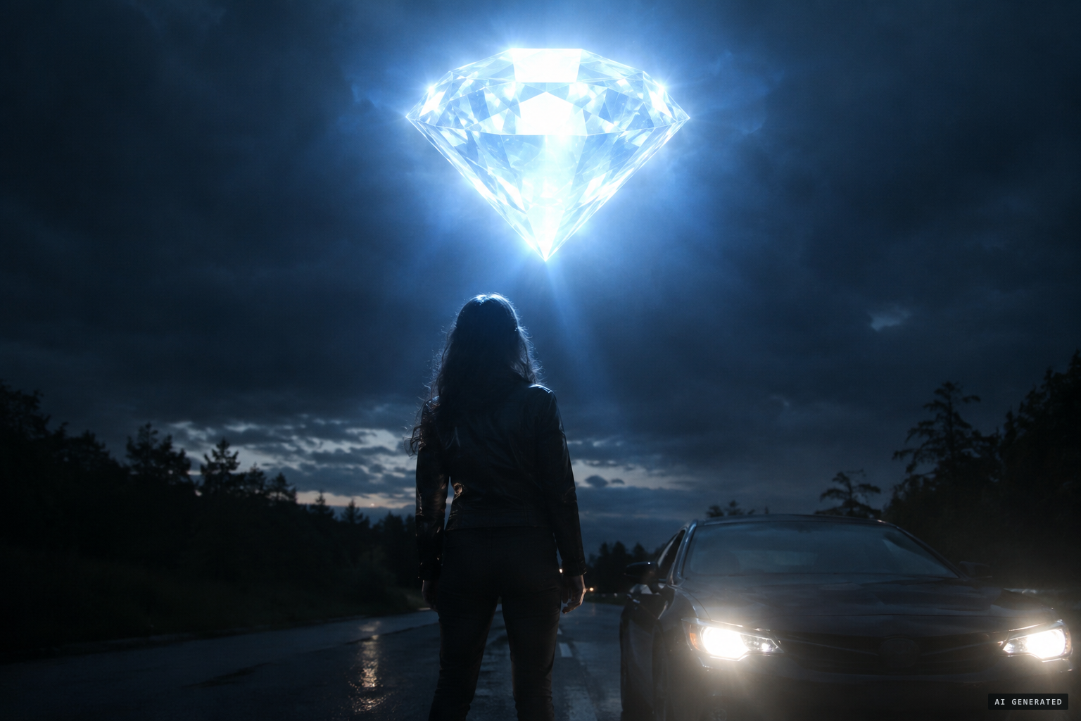 Betty steps out and stands closest to the object