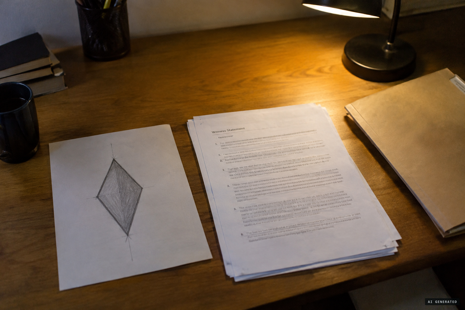 Diamond drawings came later; early statements said the light was too bright to see a shape
