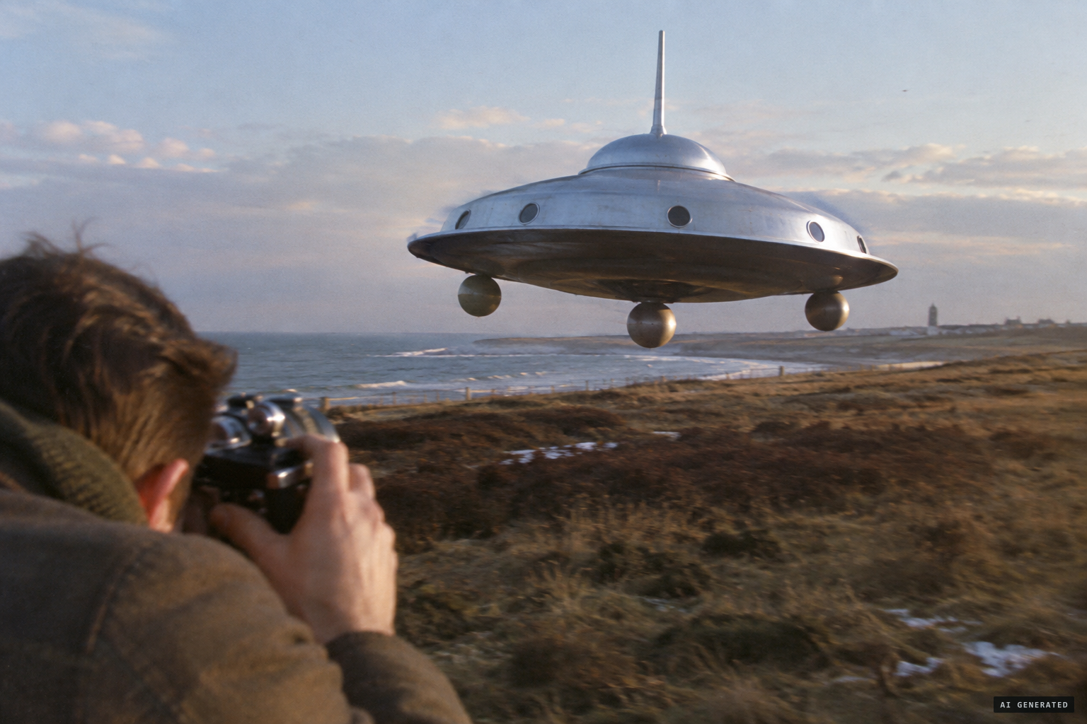 The saucer skims past his camera at about 3:45 pm
