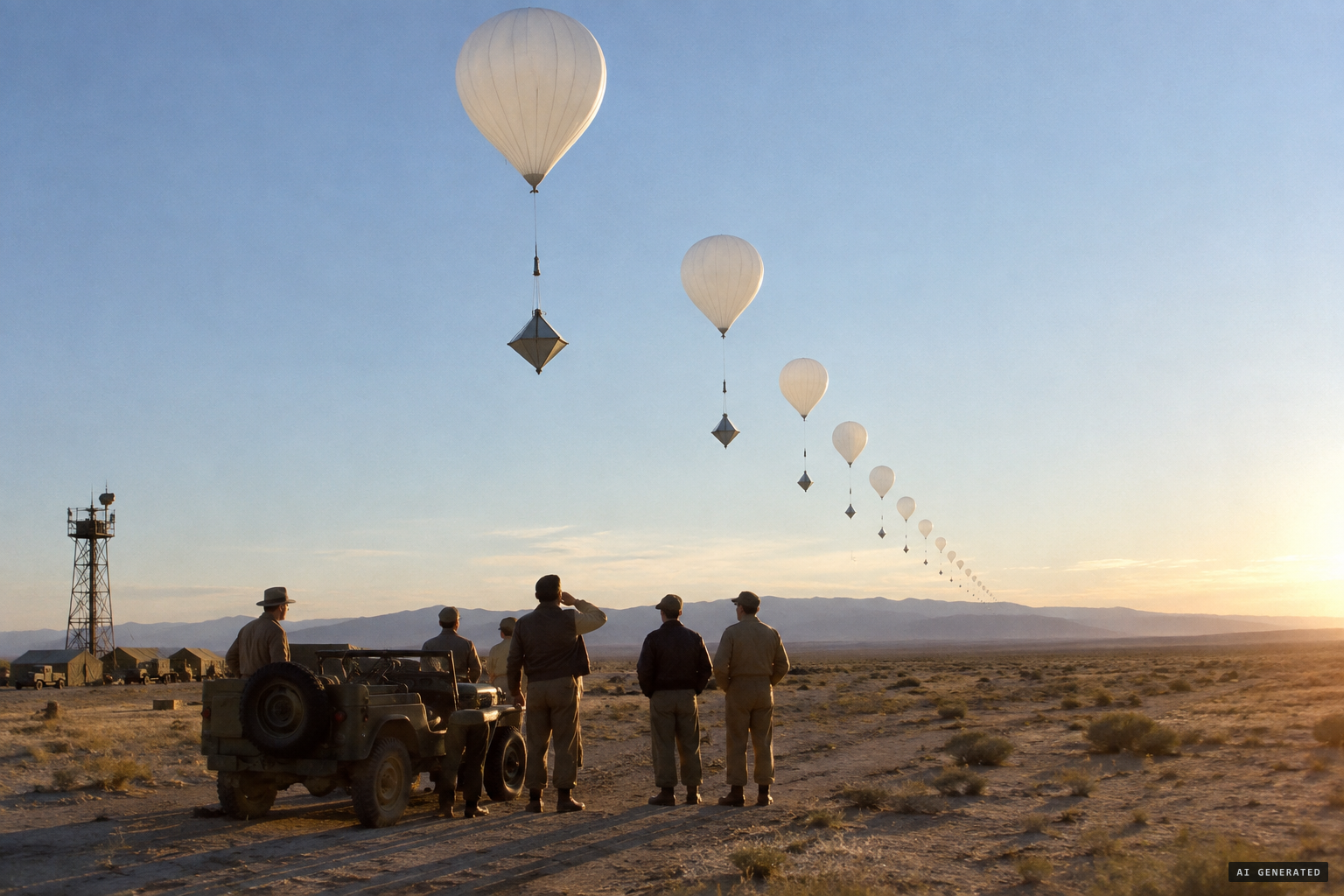 A Project Mogul balloon train, later tied to the Roswell debris