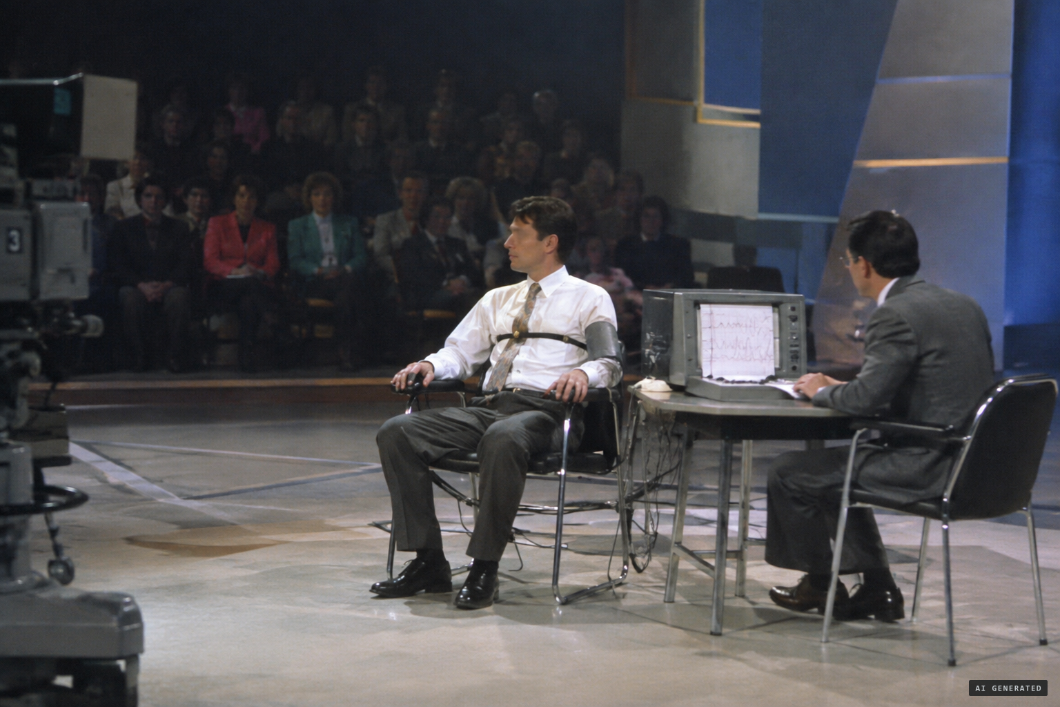 1994: Paz Wells takes a polygraph on La máquina de la verdad