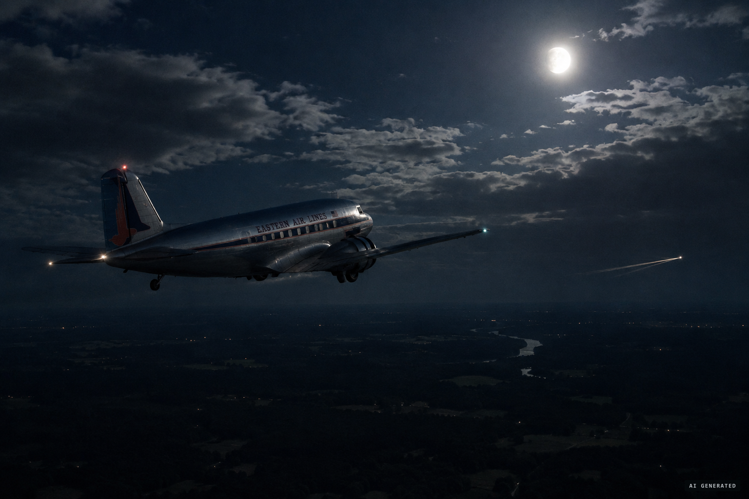 Trip 576, a DC-3 near Montgomery, as a light appears dead ahead