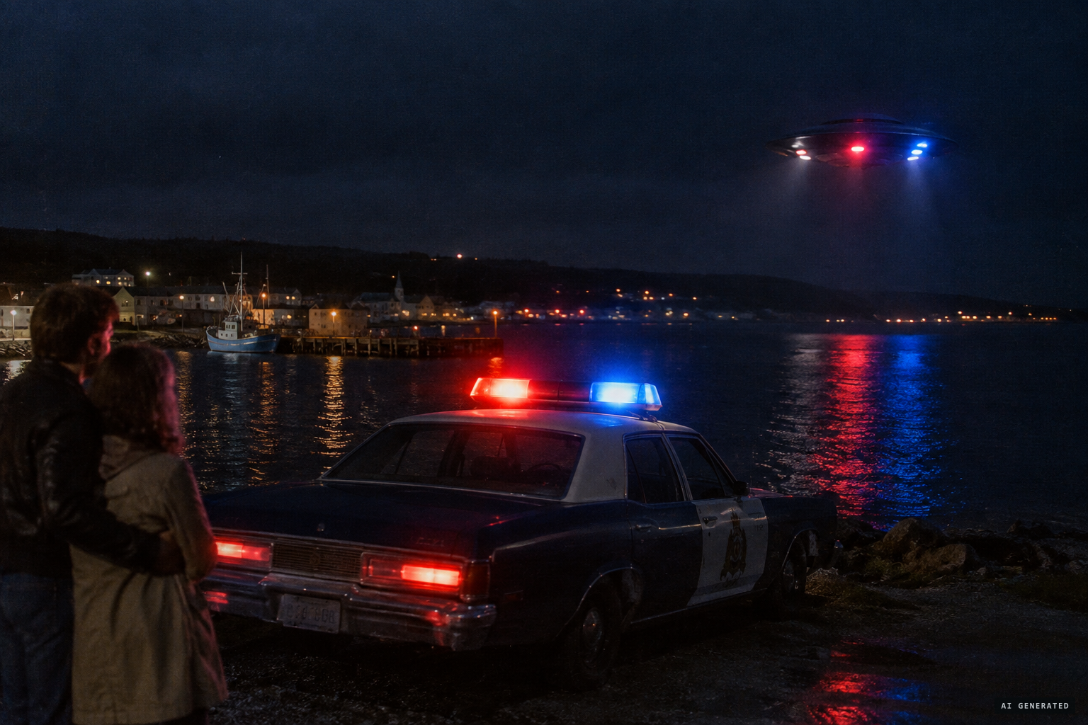 Blackwood flashes his cruiser's lights and the craft flashes back