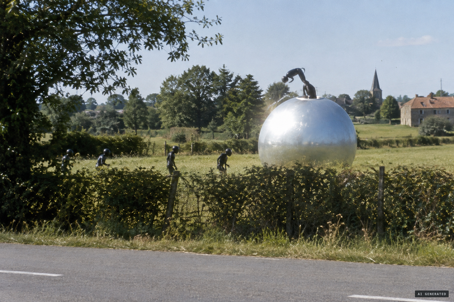 The beings dive head first into the dazzling sphere