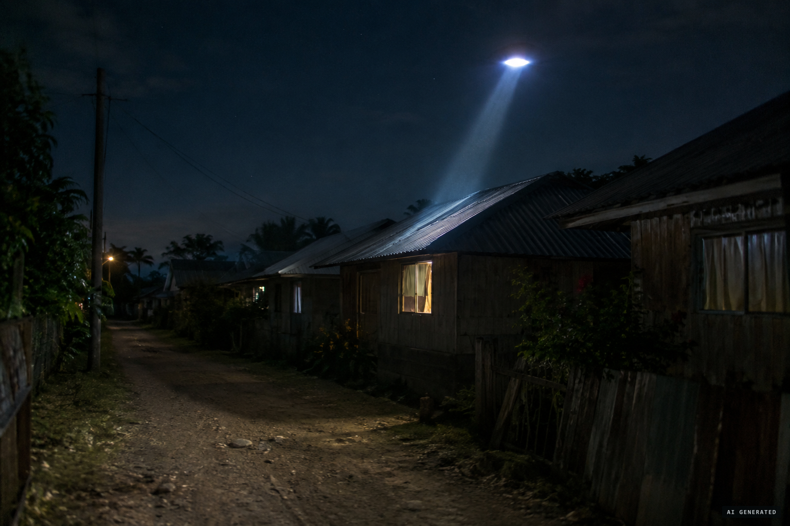 Lights hover over houses and probe inside with beams
