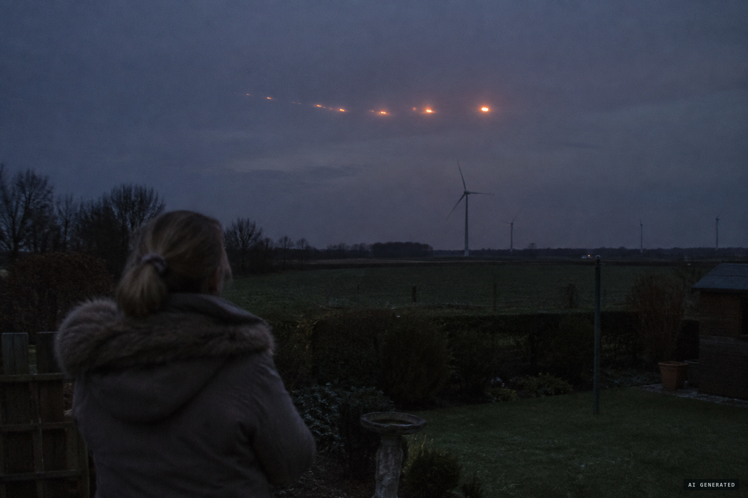 Dorothy Willows sees lights moving across the sky toward the wind farm