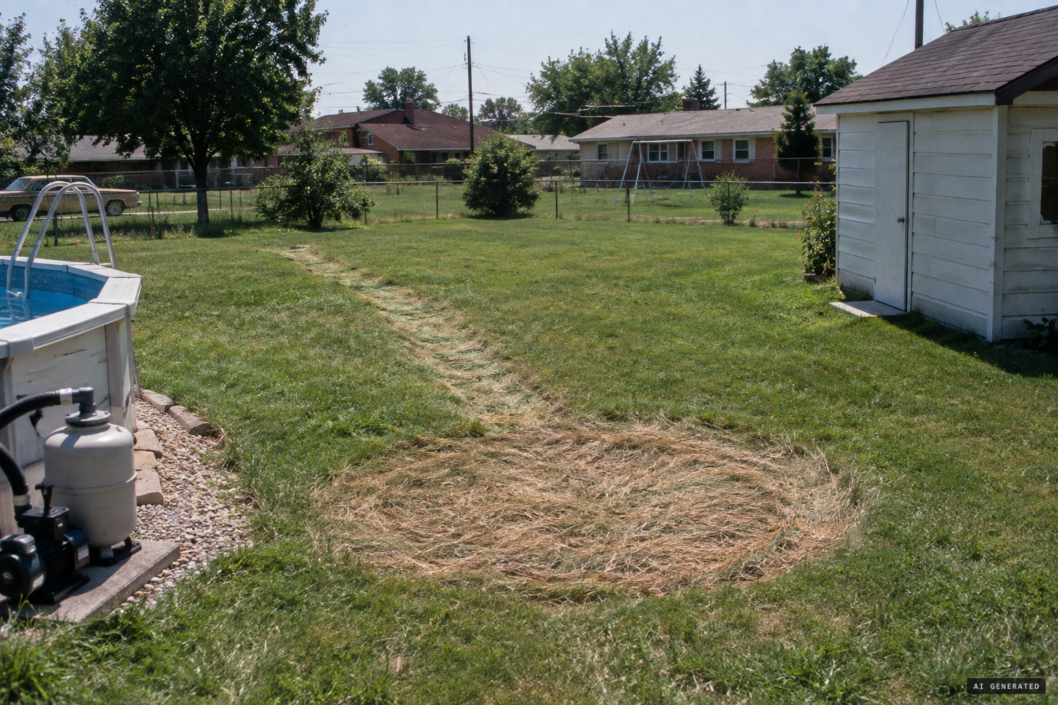The 8-foot circle and 49-foot streak left in the yard