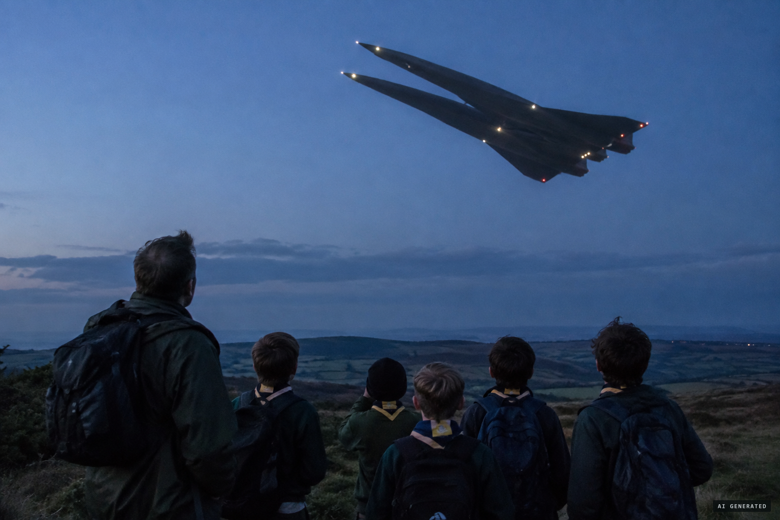 In the Quantock Hills, a craft 'like two Concordes flying side by side and joined together'
