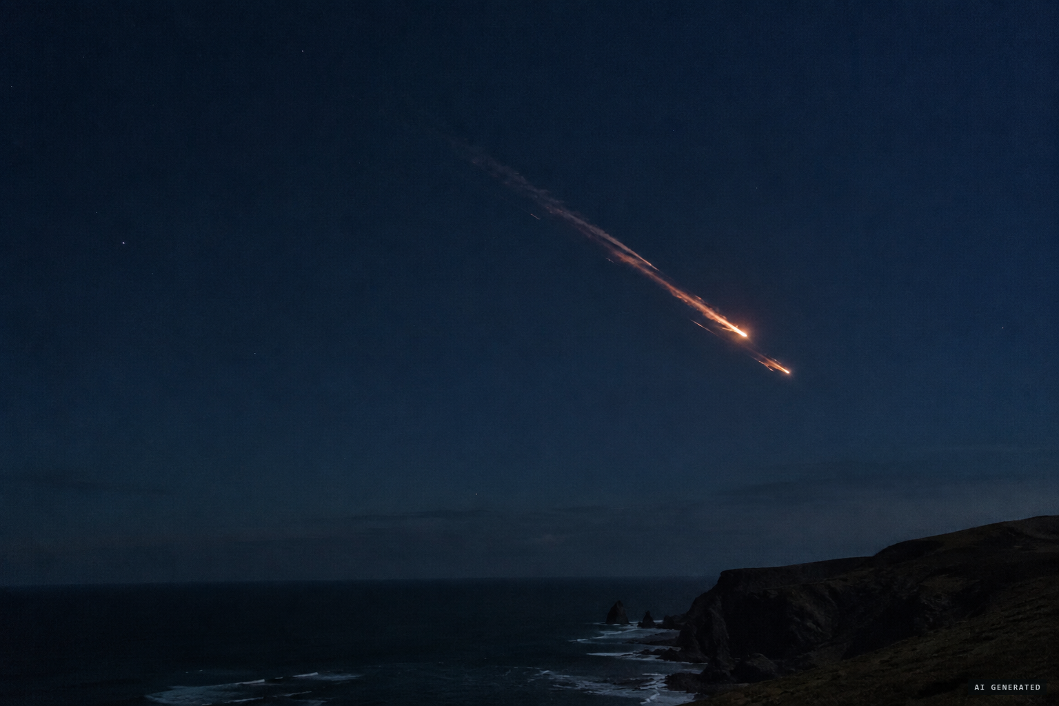 The Cosmos 2238 rocket body re-entering around 1:10 am