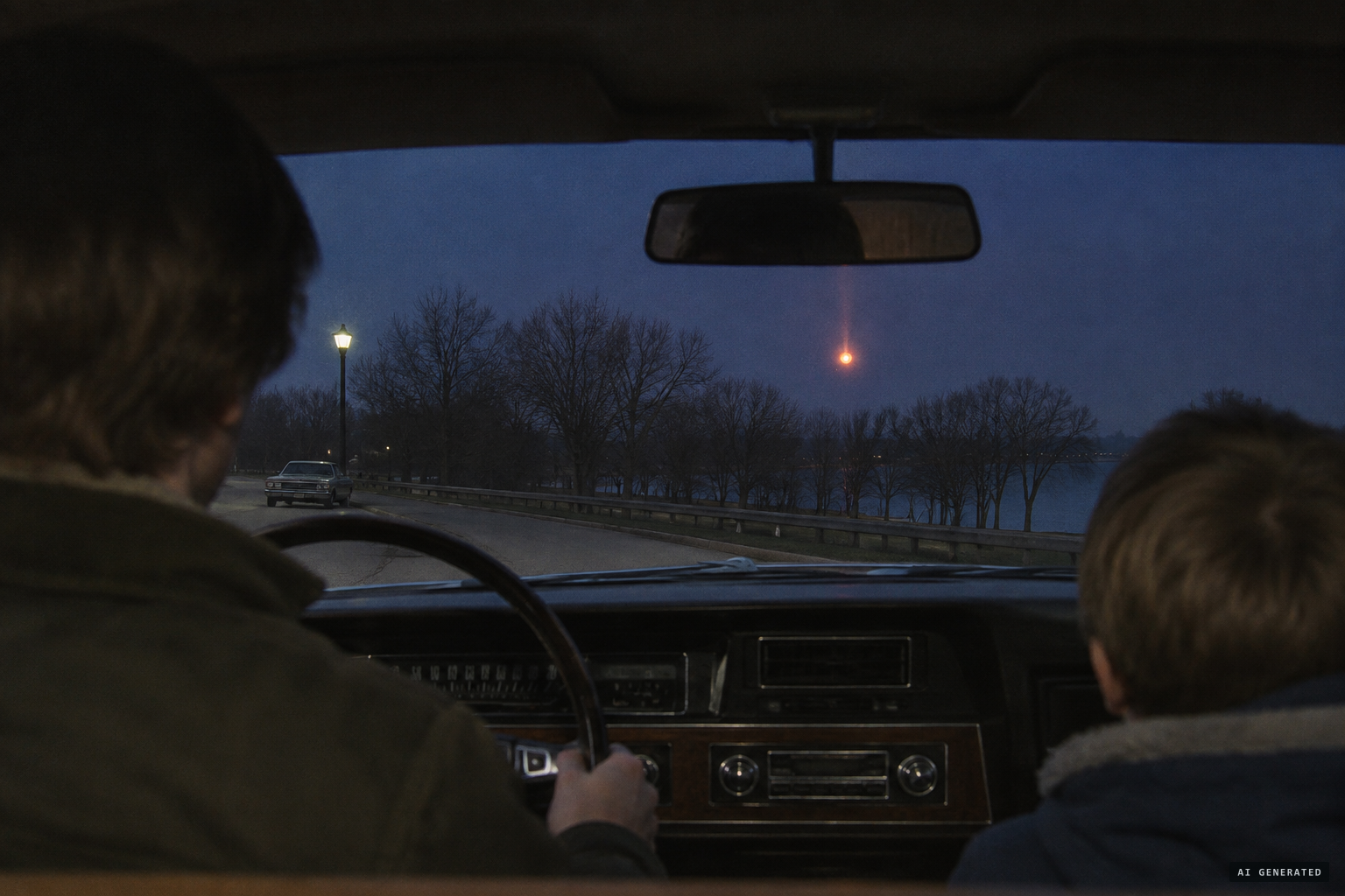 Kenny Drake and Randy James see a reddish ball falling straight down into the park