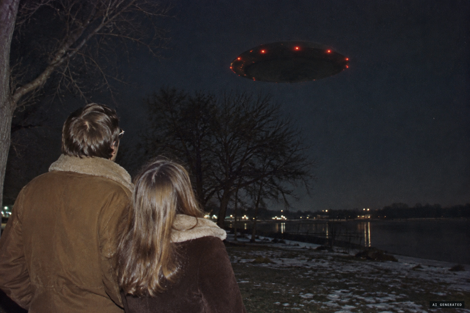 Mike and Criss Moore see a big round thing hovering below the treetops