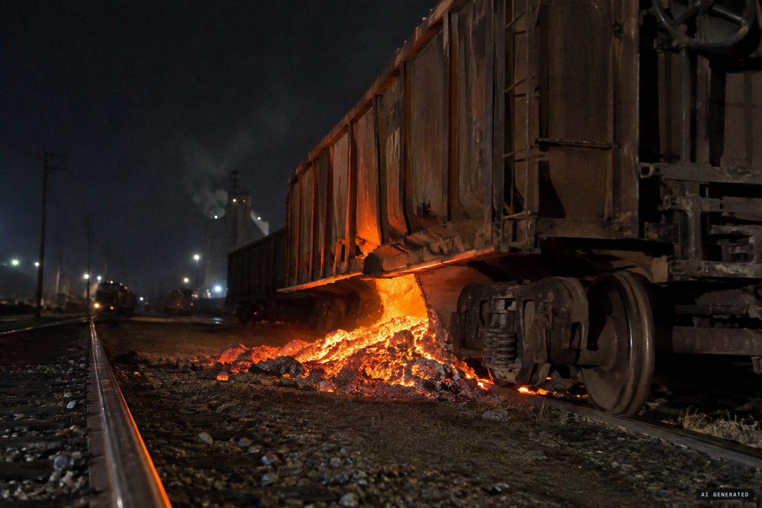 One explanation: hot slag spilled from a railway car