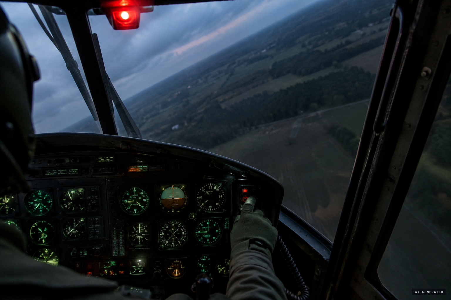 Coyne dives the helicopter and radios Mansfield tower before the radio goes dead