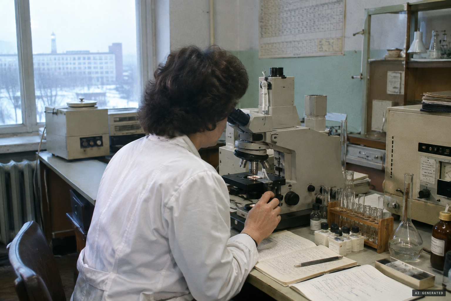 Samples from the site are analysed in Soviet institute laboratories