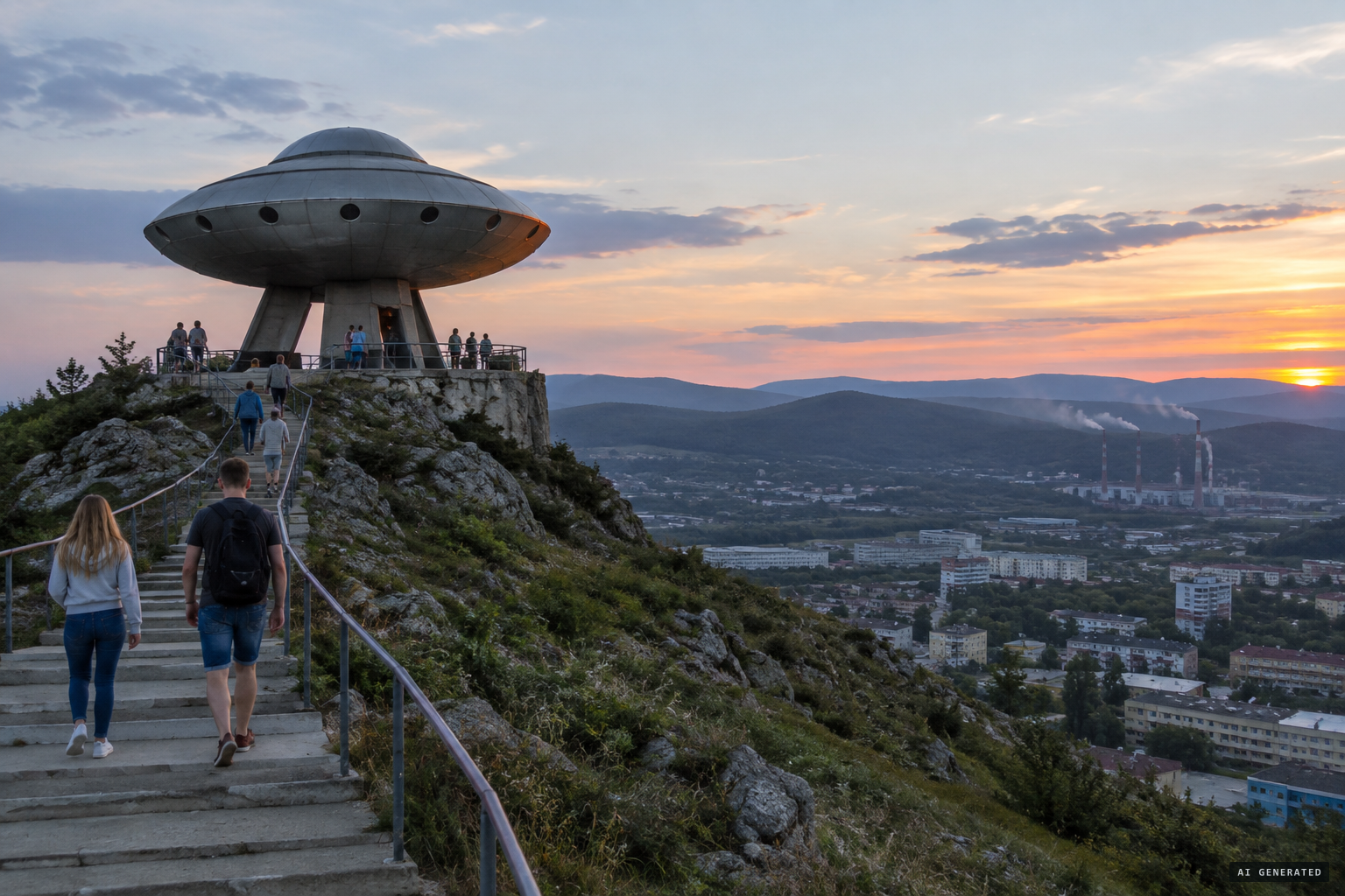 Today a model spacecraft stands on the summit, home of the '611 Steps to the Stars' festival