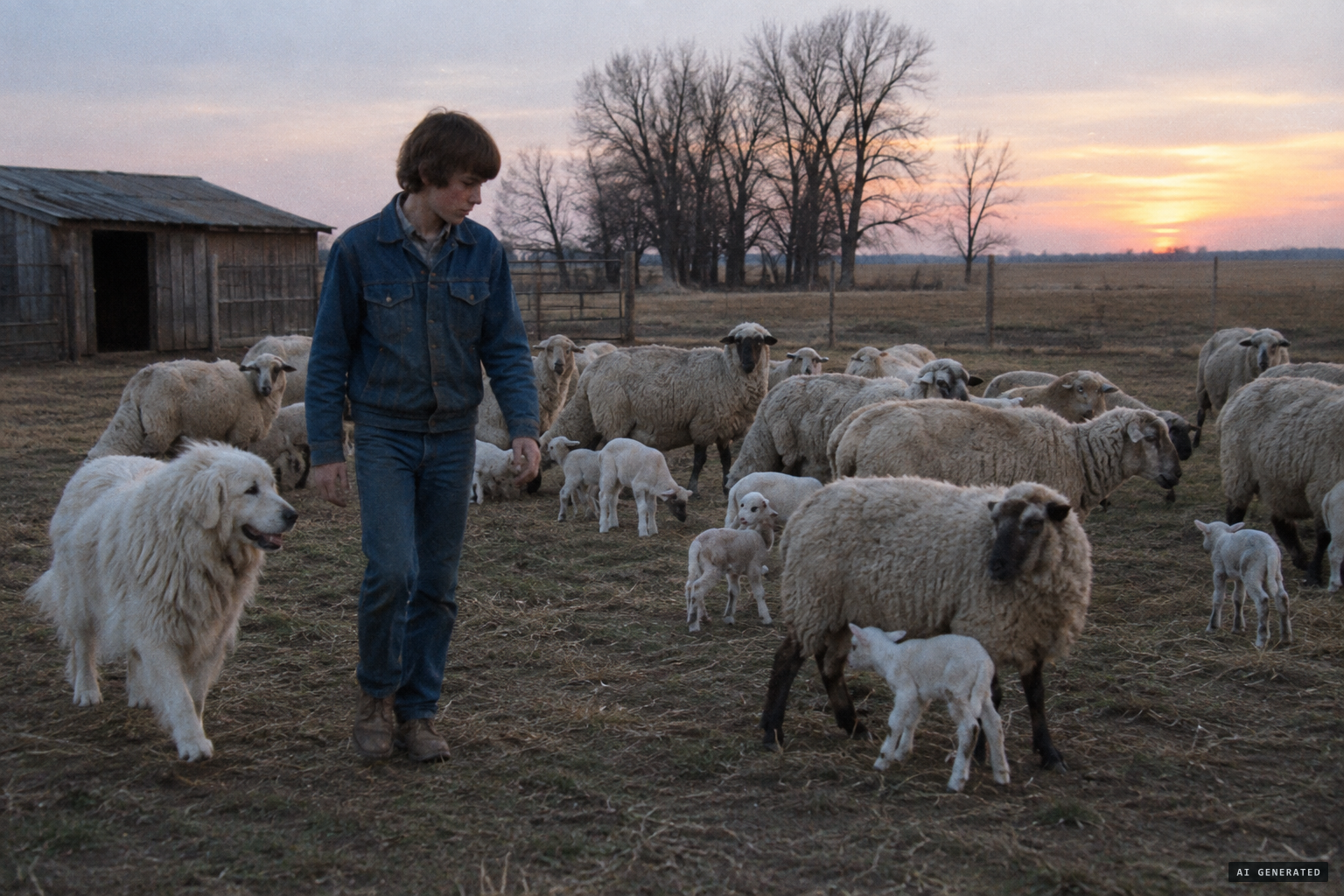 Lambing season on the Johnson sheep farm near Delphos, November 1971