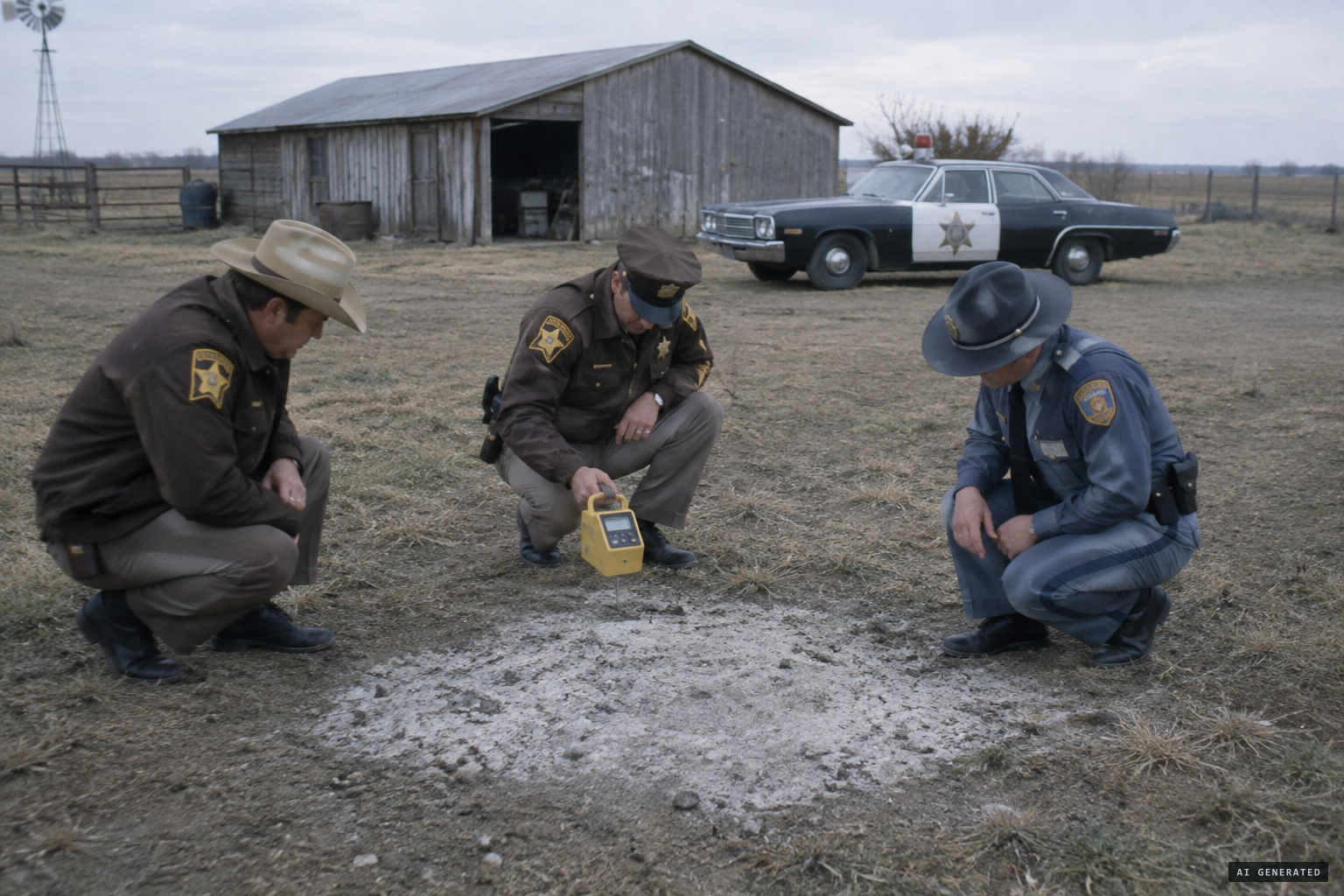 Sheriff's officers and a trooper test the ring for radiation