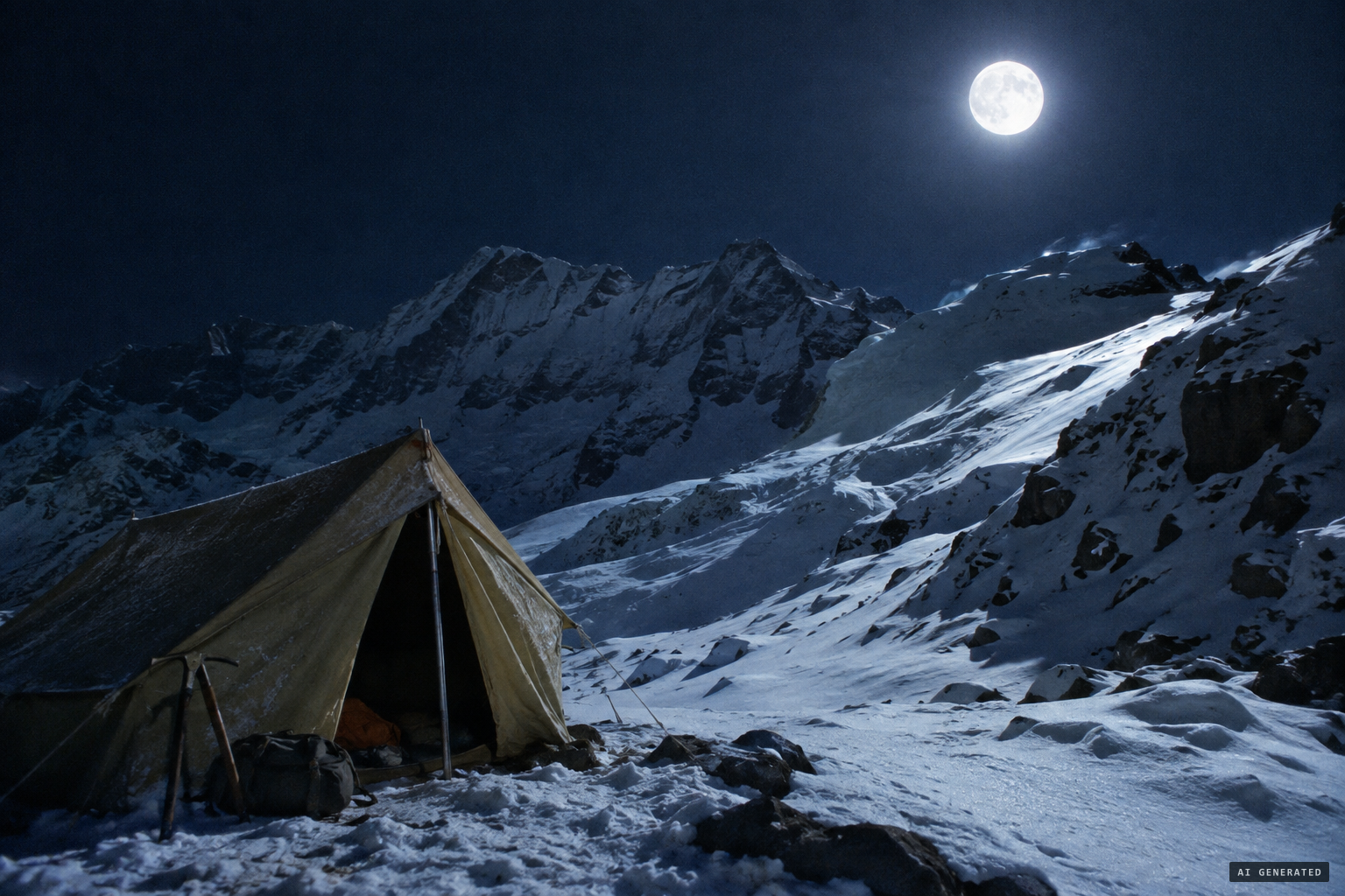 A night bright enough to read by, the tent facing the slope where the figure had been