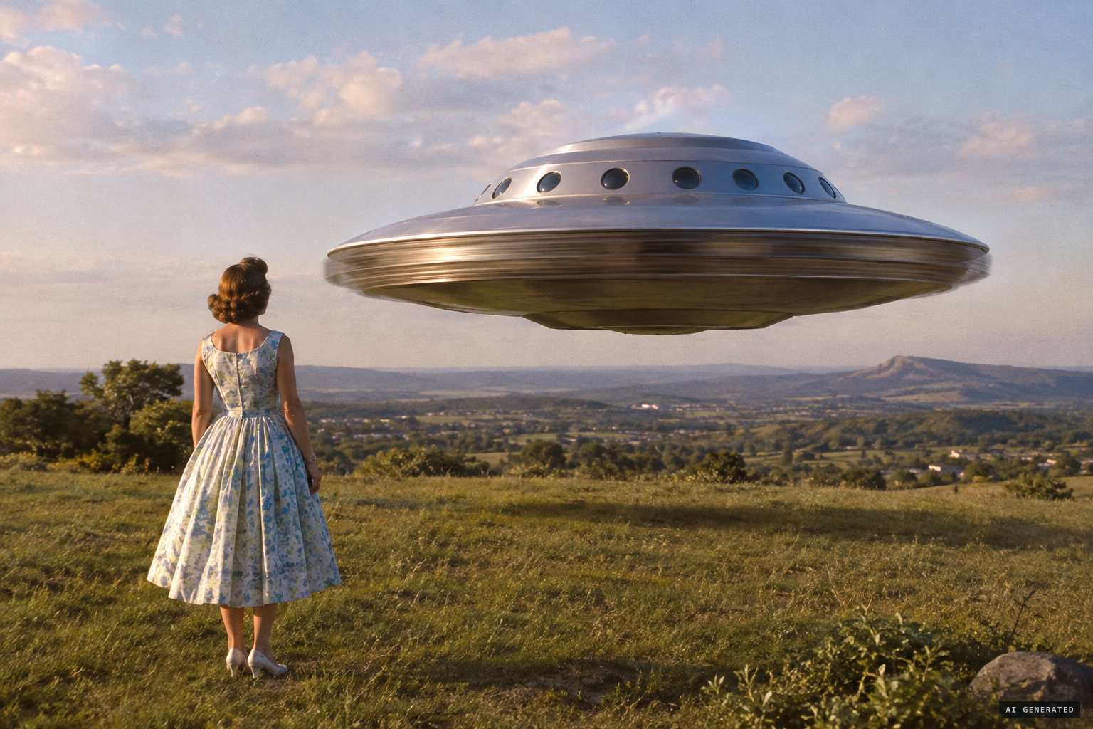 27 December 1954: the craft hovers humming above Flying Saucer Hill, its hull spinning