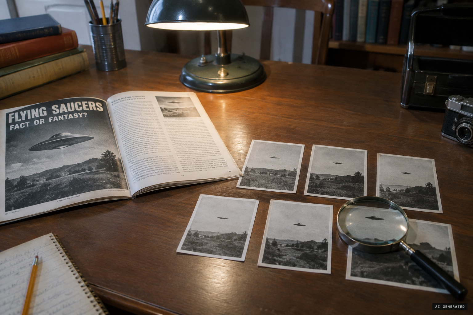 The photographs and the first account in Flying Saucer Review are scrutinised