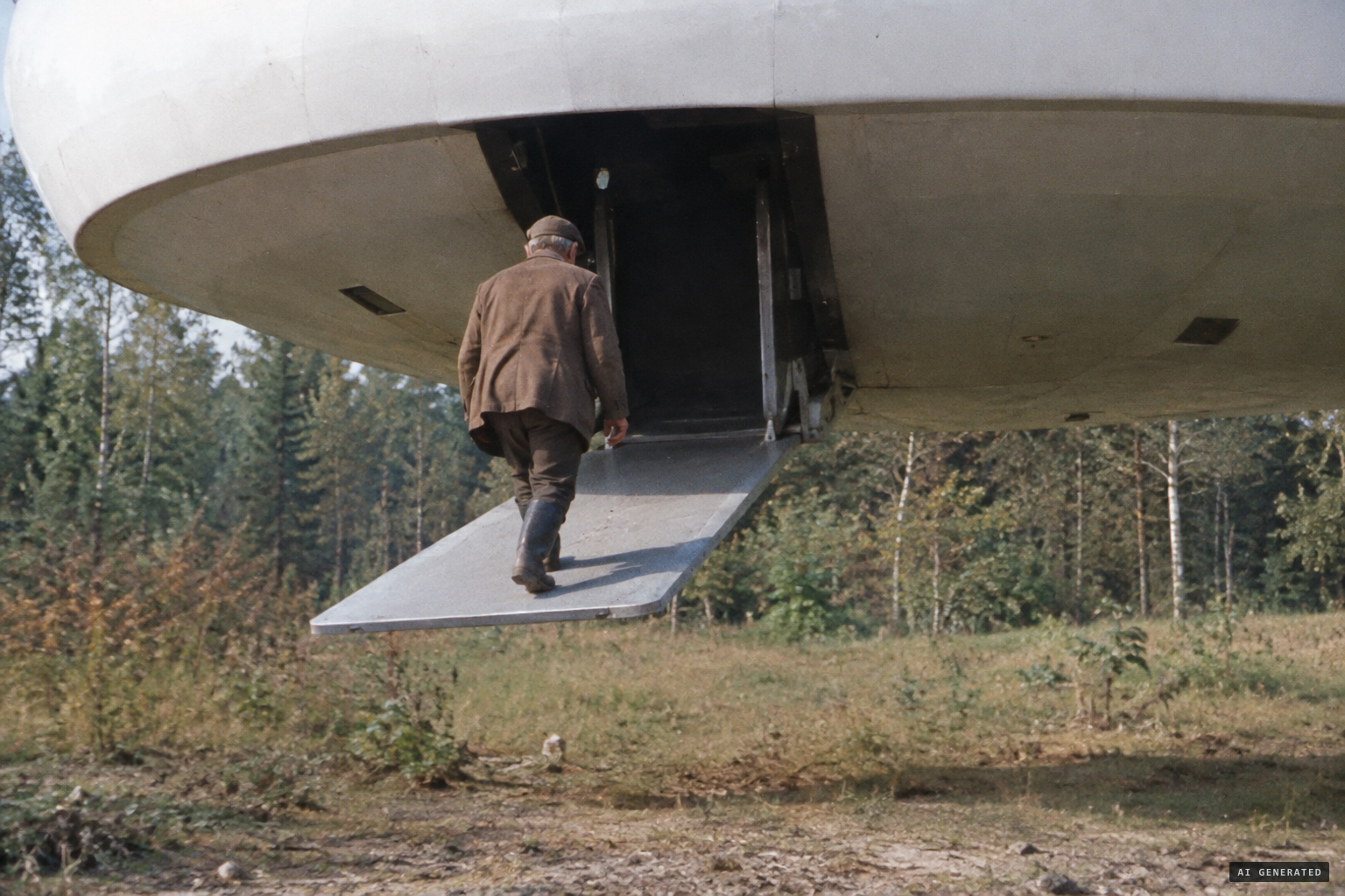 A platform lifts Wolski up to the craft's entrance