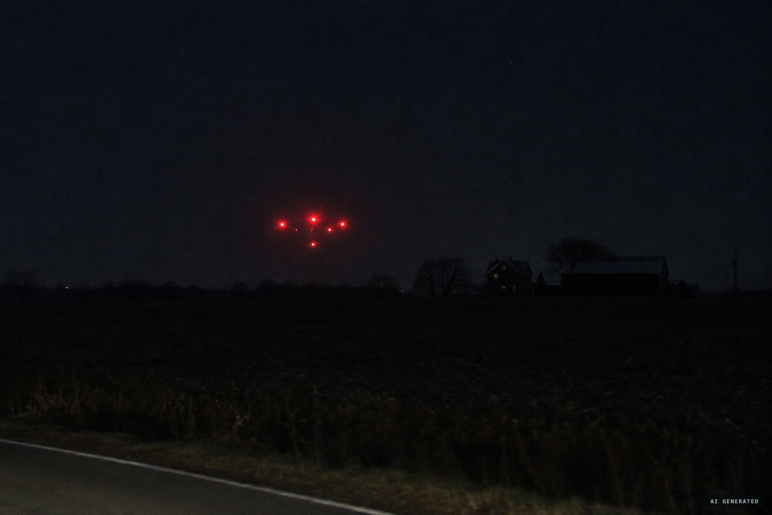 Pulsating lights come from the north, heading southwest
