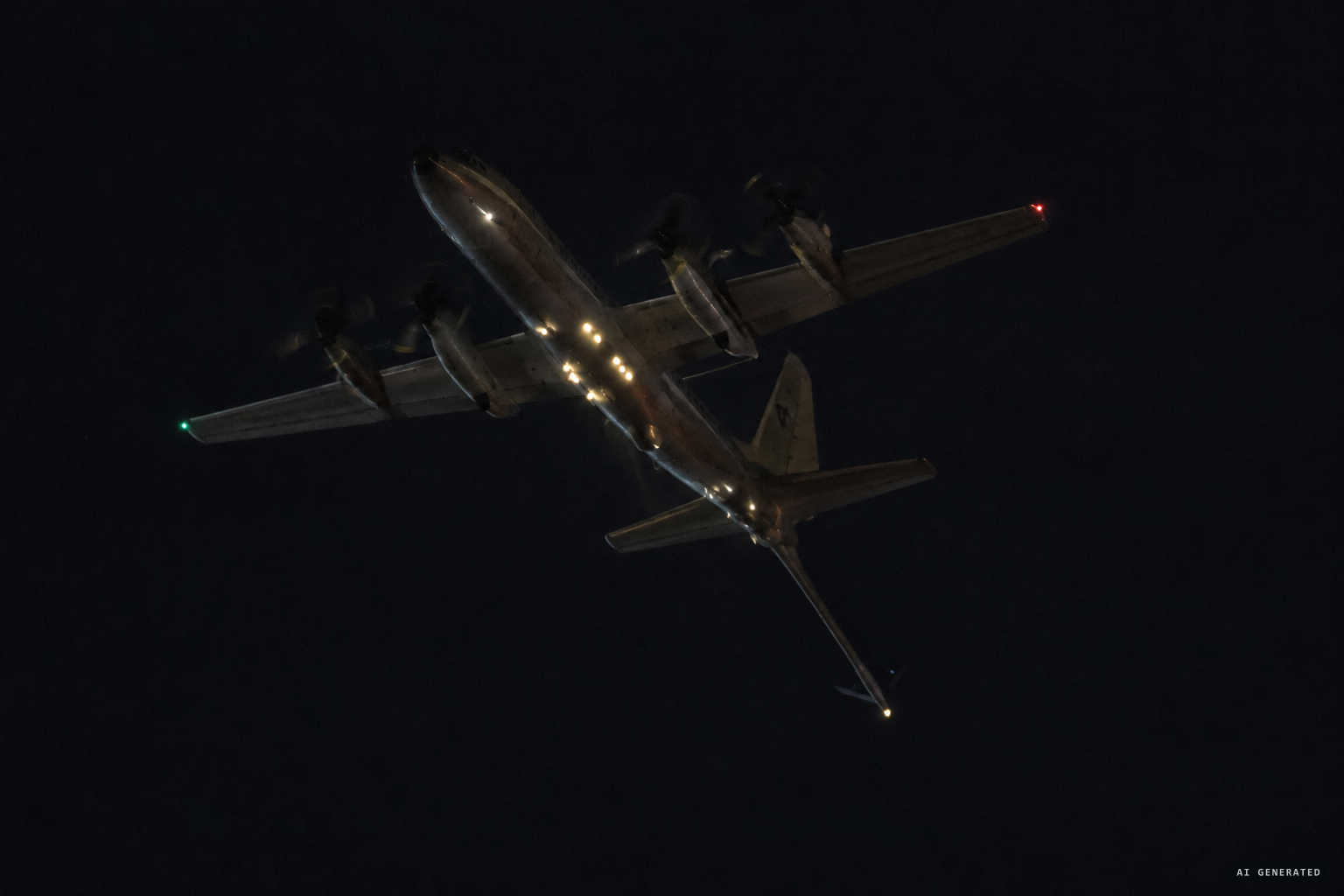 The KC-97 tanker explanation, with its underside lights and refueling boom