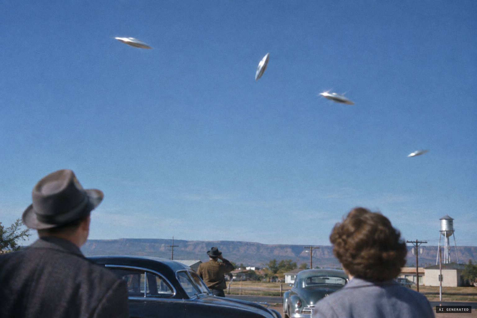 The discs appear to play tag, flying sideways and on edge