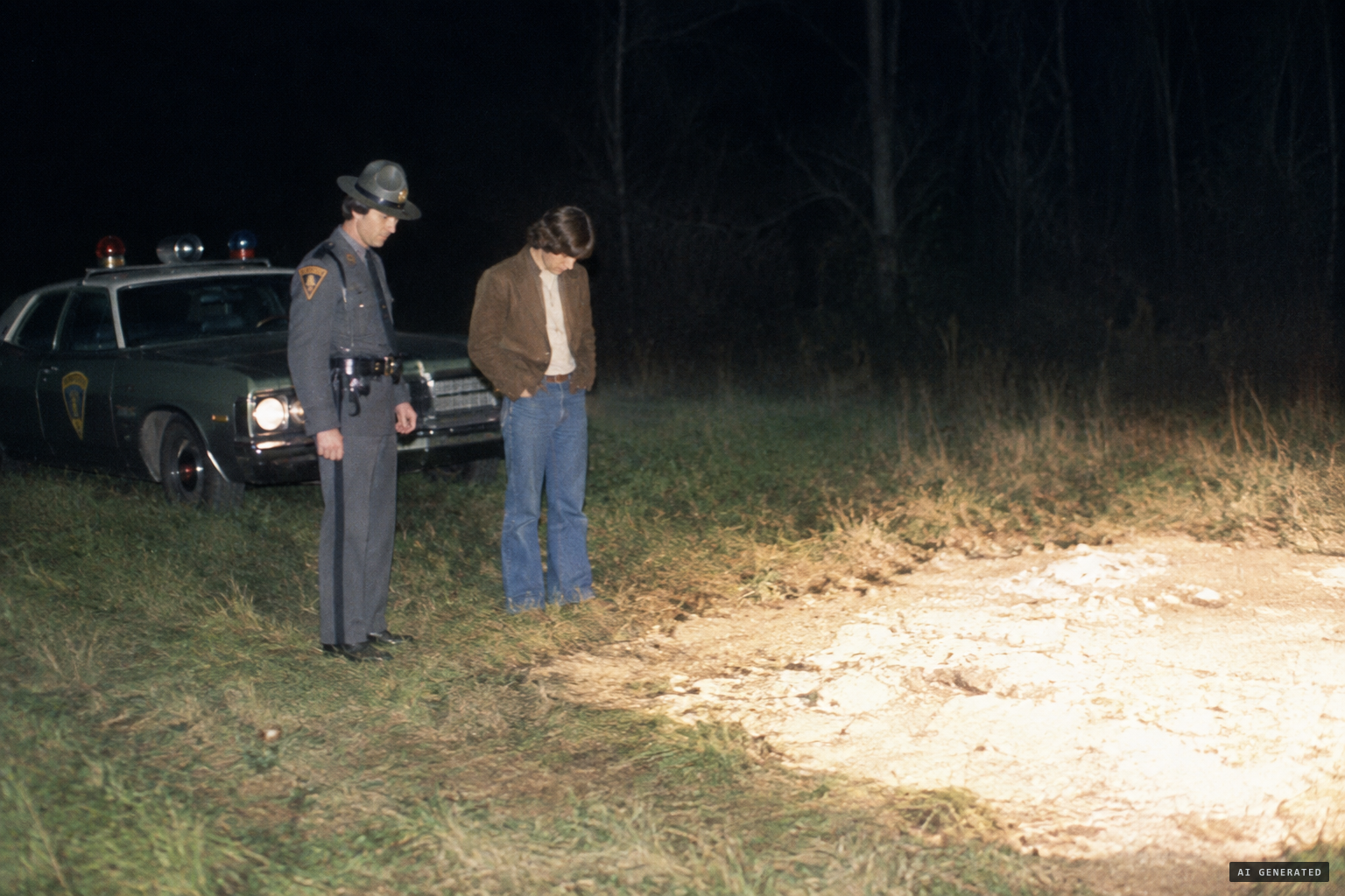 A state trooper finds the field still glowing