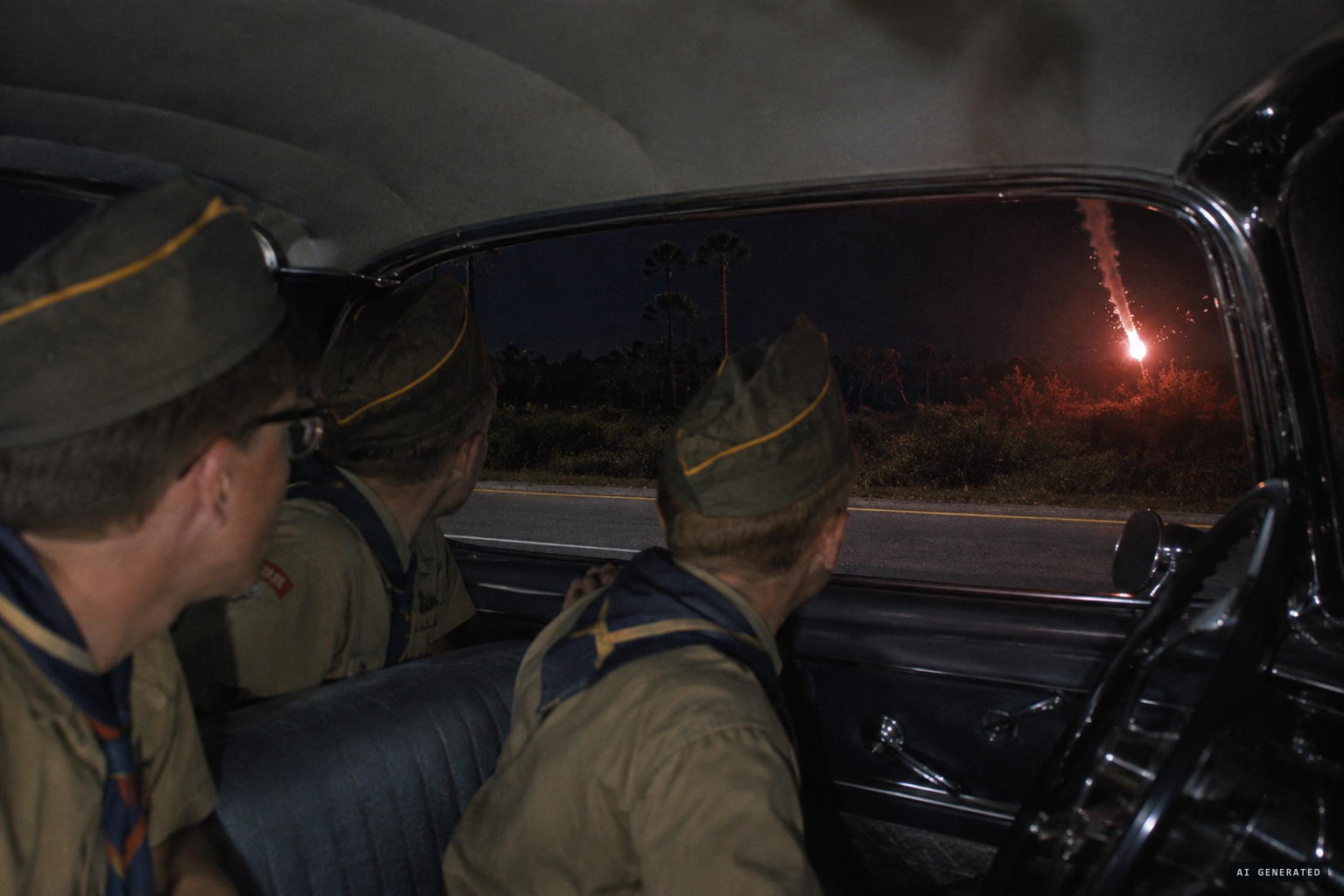The scouts watch a 'reddish white ball of fire' come down