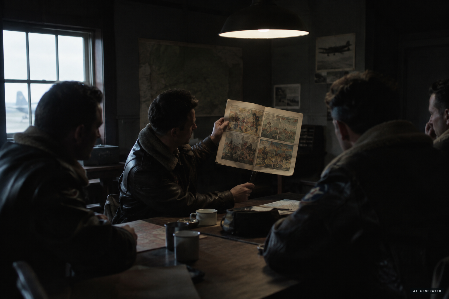 At the debriefing, a Smokey Stover comic strip gives the lights a name