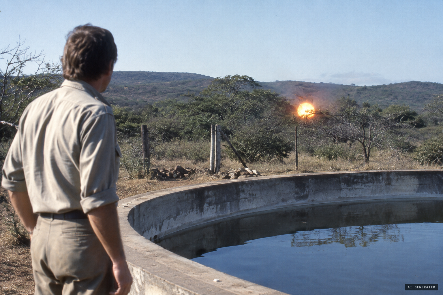 Farm worker Boer de Klerk sees a ball of fire near the reservoir