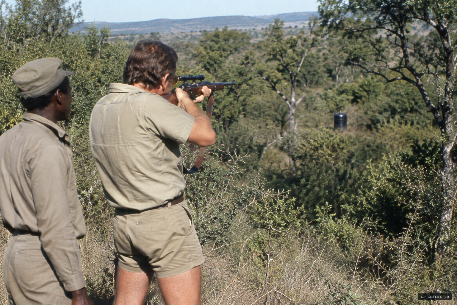 Bennie Smit fires his .303 rifle at the object