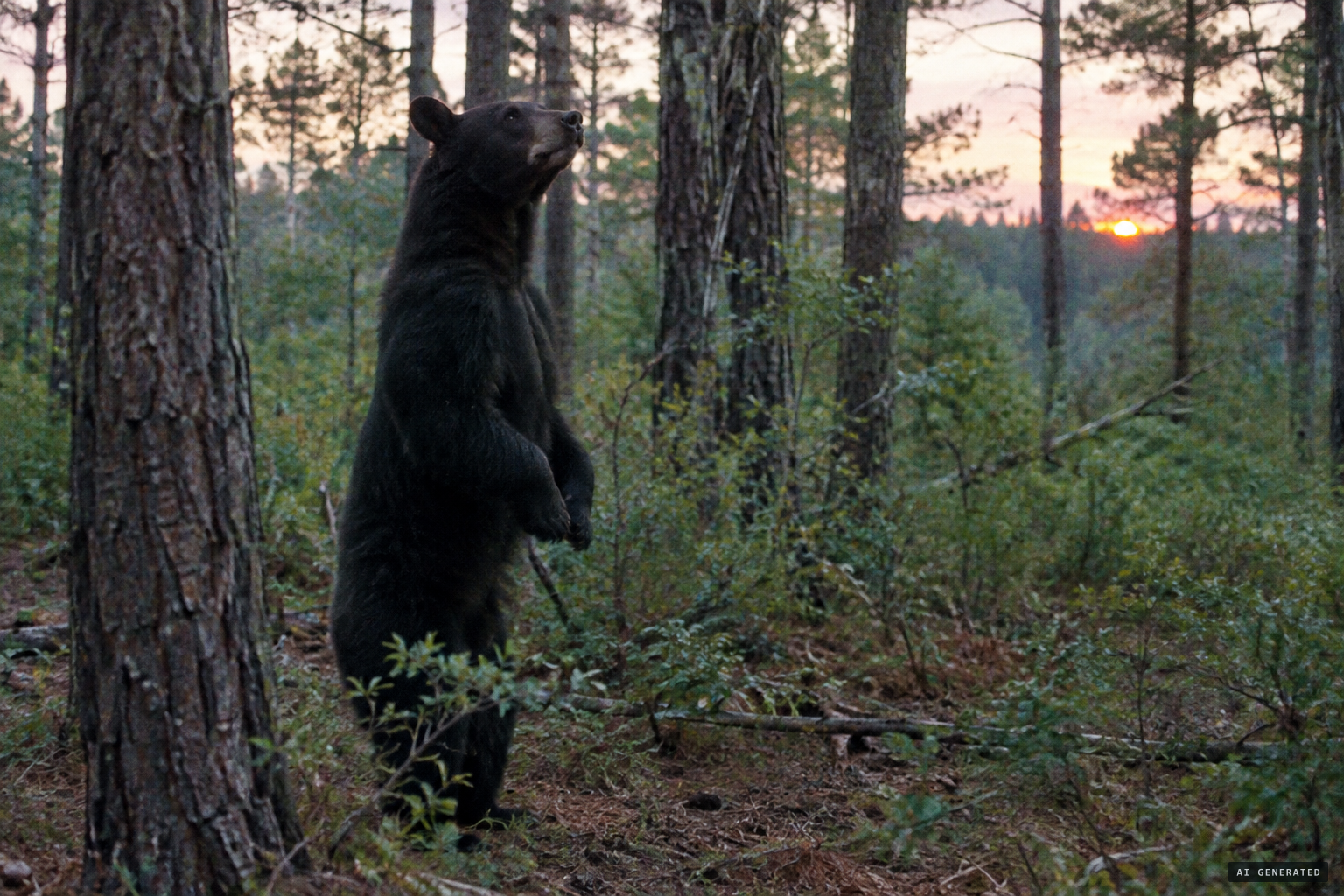 A black bear standing upright, the explanation skeptics offer