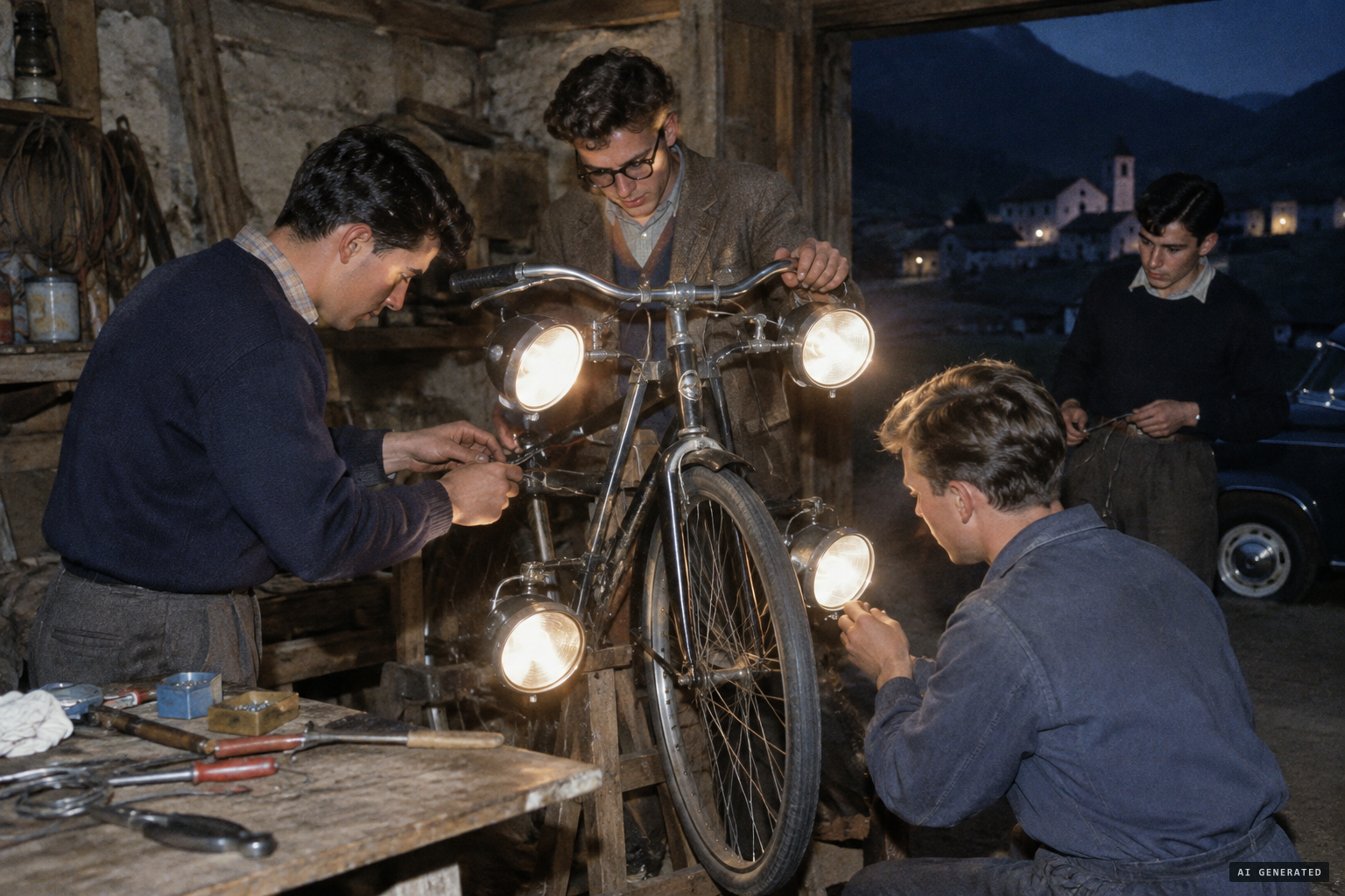 The Bélesta hoax: a bicycle wheel fitted with lamps