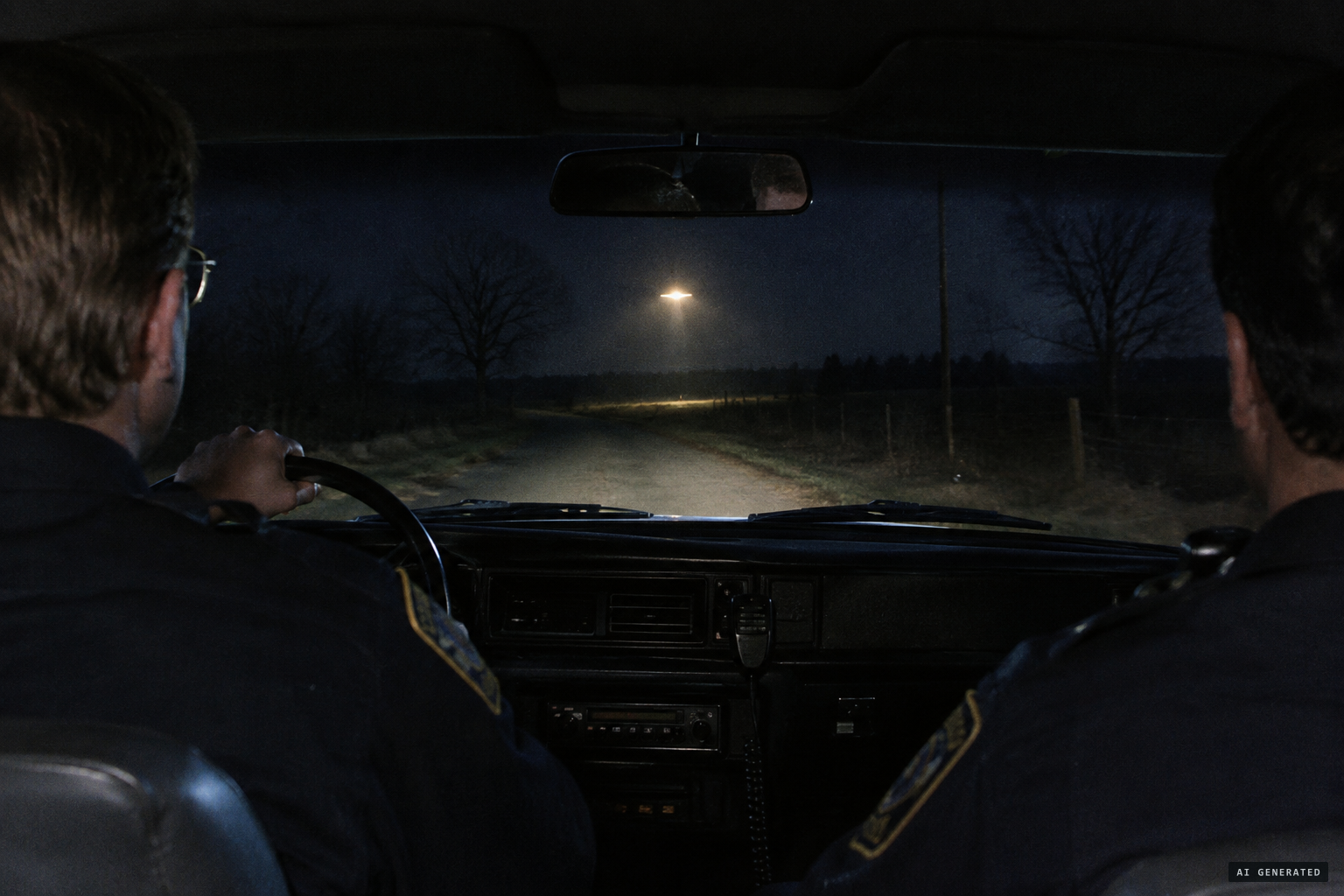 The officers find a still light that looked like an out-of-place streetlight
