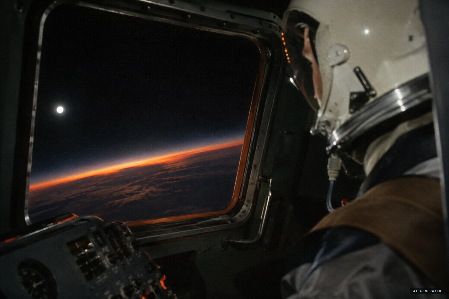A 'wingman' keeps pace off the left side going into sunset