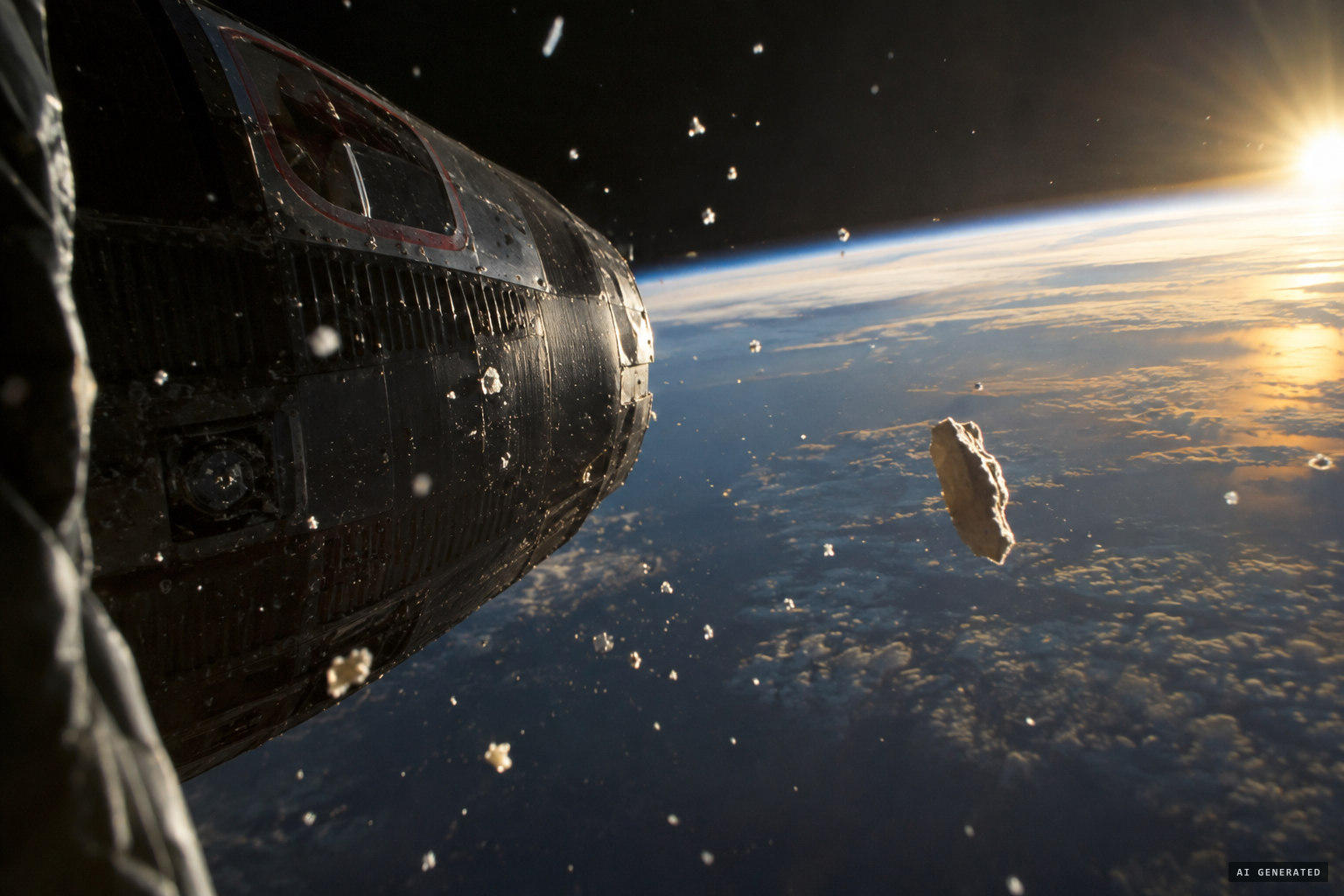 Debris near the capsule: paint flakes, ice or jettisoned waste