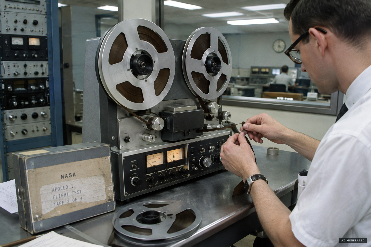 The exchange preserved on NASA Public Affairs tape T-00763.