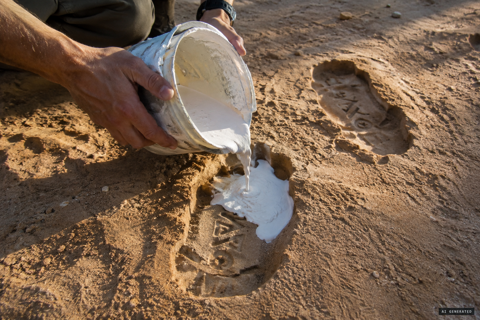 Footprints with symbols and Williamson's plaster casts