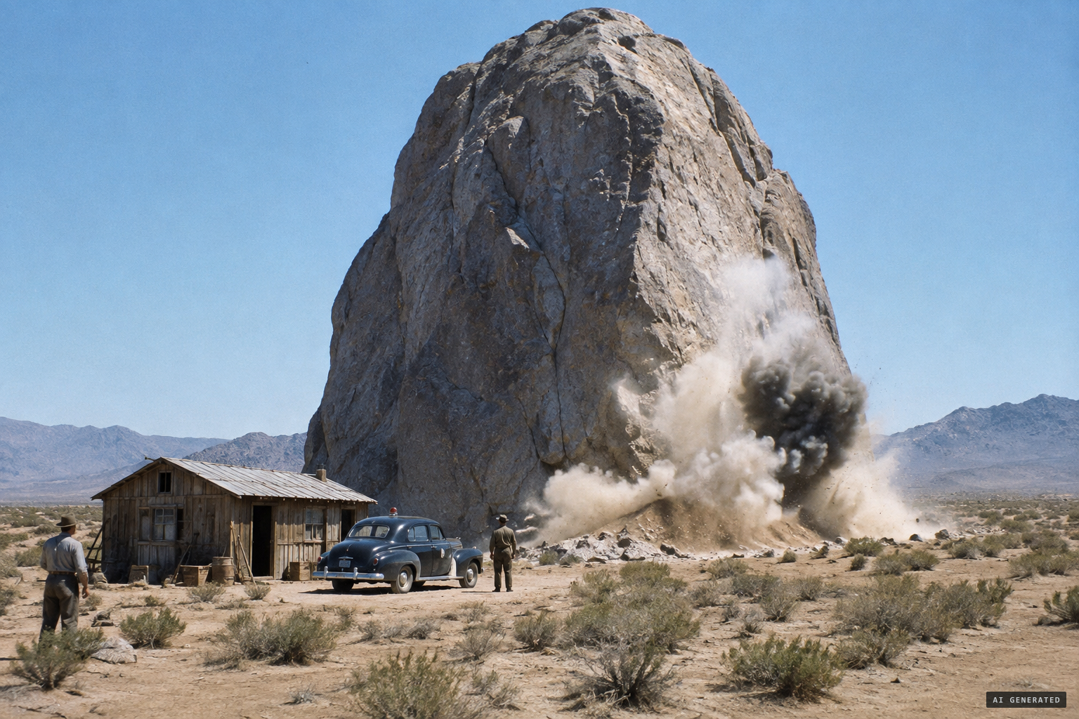 Giant Rock, where prospector Frank Critzer died in a dynamite blast during a 1942 police siege